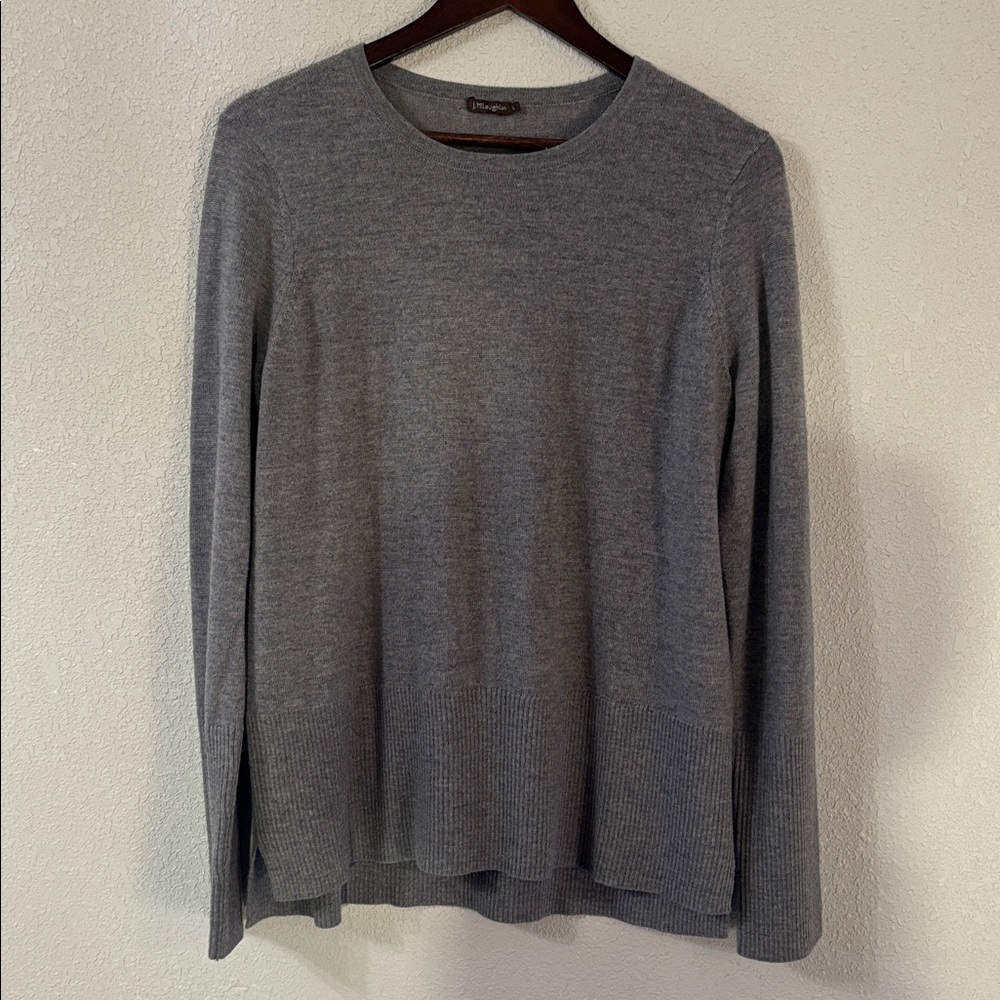J. McLaughlin Gray Crew Neck Sweater, Size Large